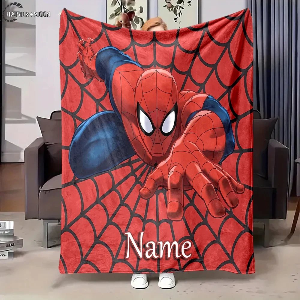 New Customized Names Personalized Blanket Avengers Spider-Man Print Blanket Sofa Room Office Four Seasons Available Special Gift