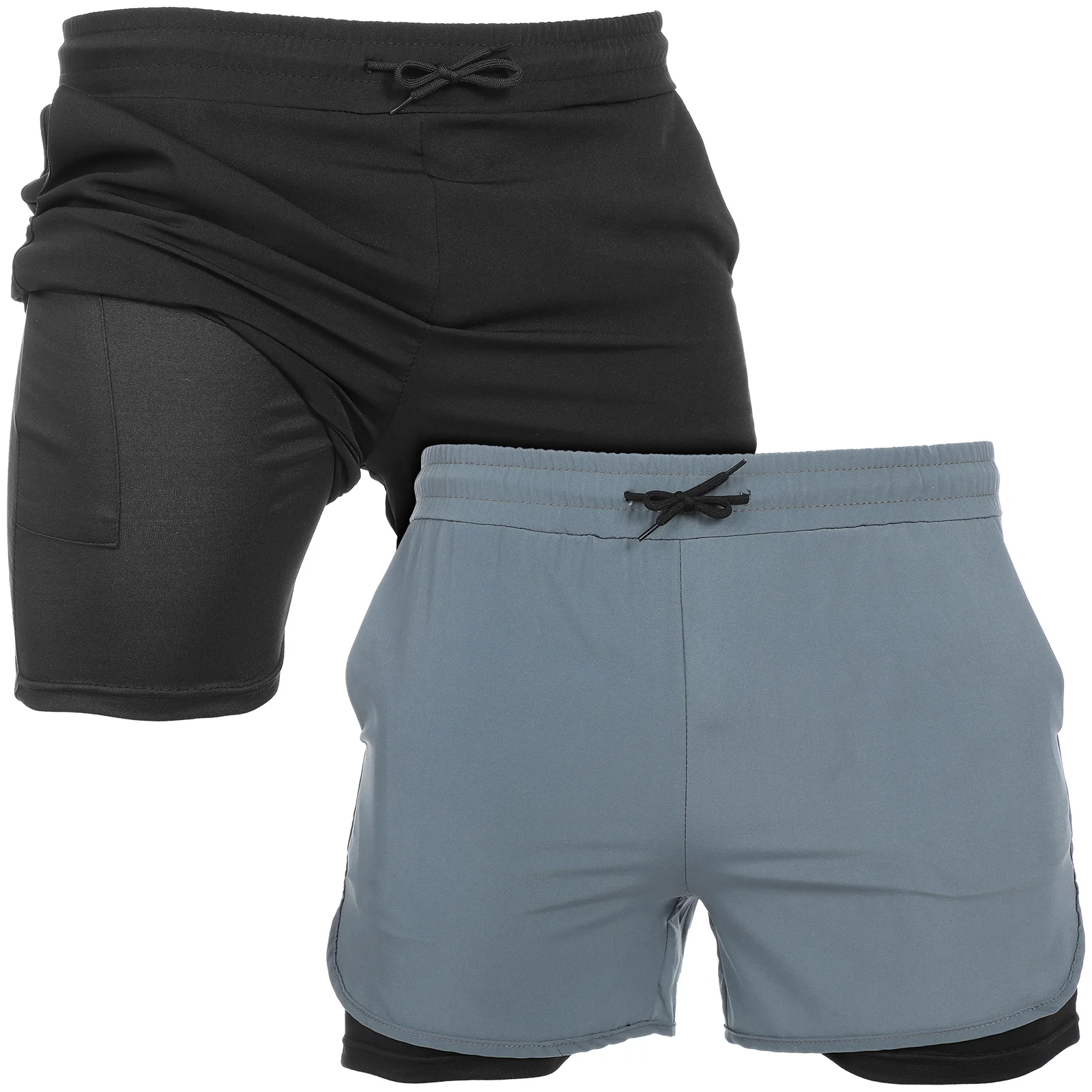 

Men Running Shorts 2 Pairs Polyester Quick Dry Breathable Jogging Sports Workout Fitness Basketball Hiking Outdoor