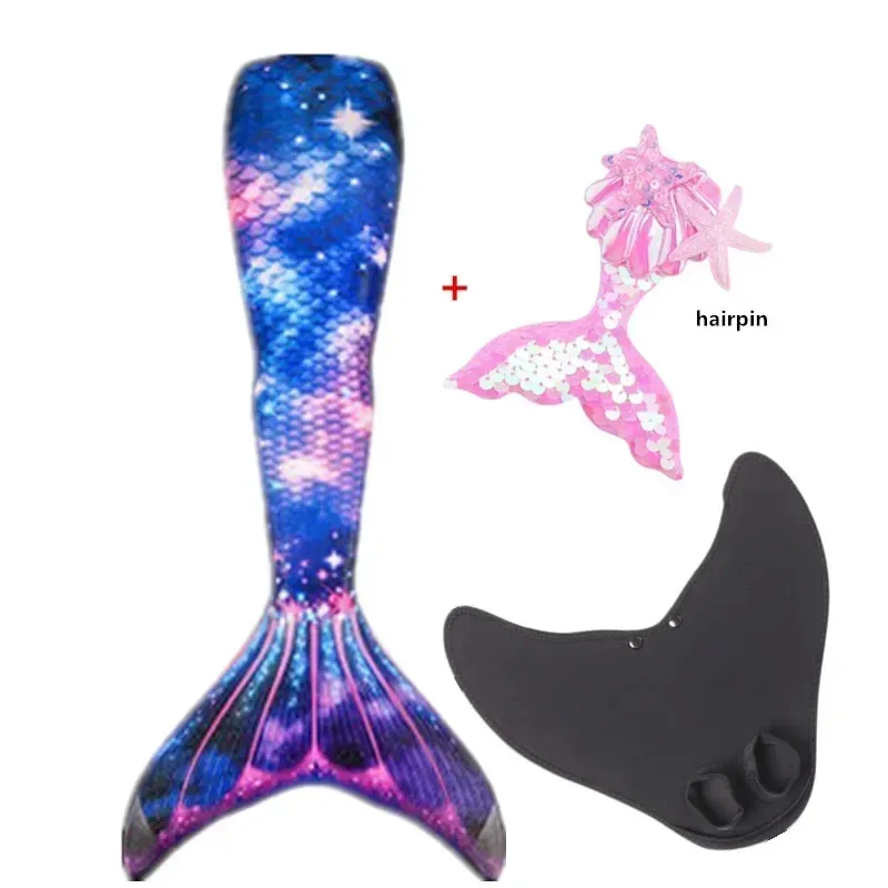 Girls Little Mermaid Tails Can Add Monofin Swimming Tail For Kids Adults Summer Dress Swimmable Suit Mermaid Costume