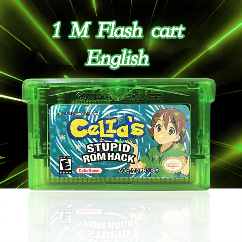 pokémon Celia's STUPID ROMHACK USA Version English 1 M Flash Cart Video Game Console Rom Hack Game Cartridge for GBA