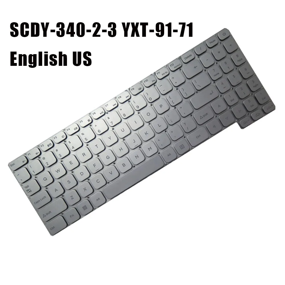Silver Laptop Keyboard SCDY-340-2-3 YXT-91-71 English US With Backlit New