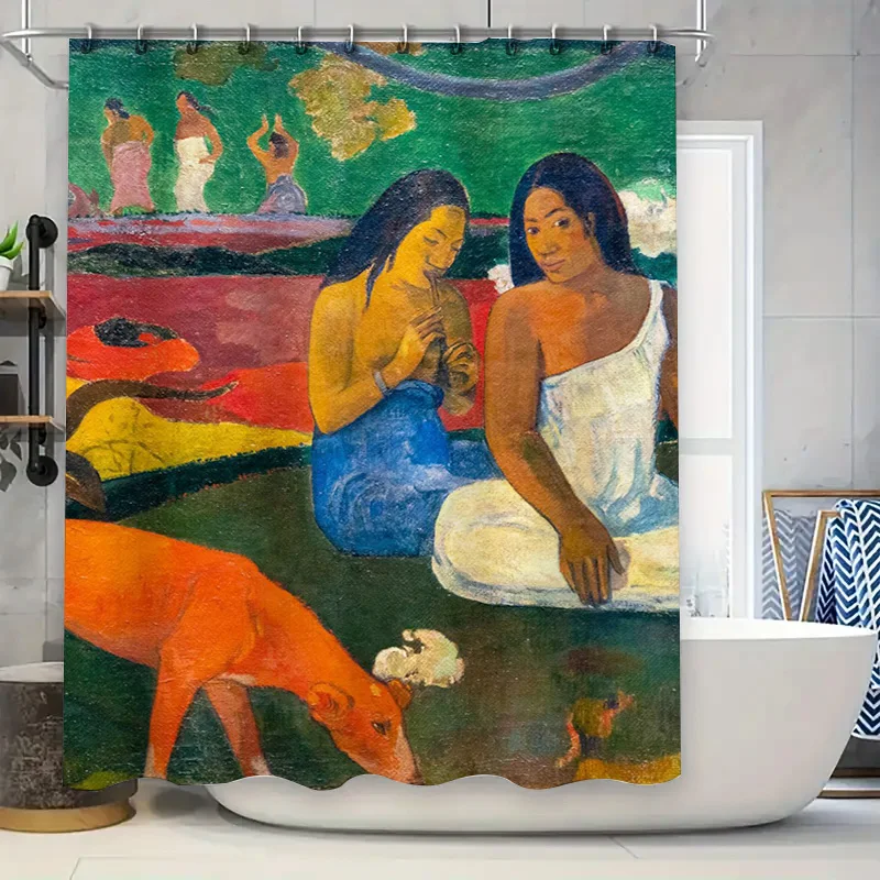 

Художественная таитянская мечта: занавеска для душа в стиле Paul Gauguin для экзотического и культурного декора ванной комнаты