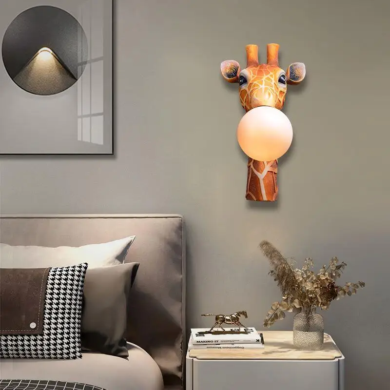 Modern Creative Wall Lamps for Living Room Background Wall Decoration LED Giraffe Decorative Lights Warm Home Animal Light