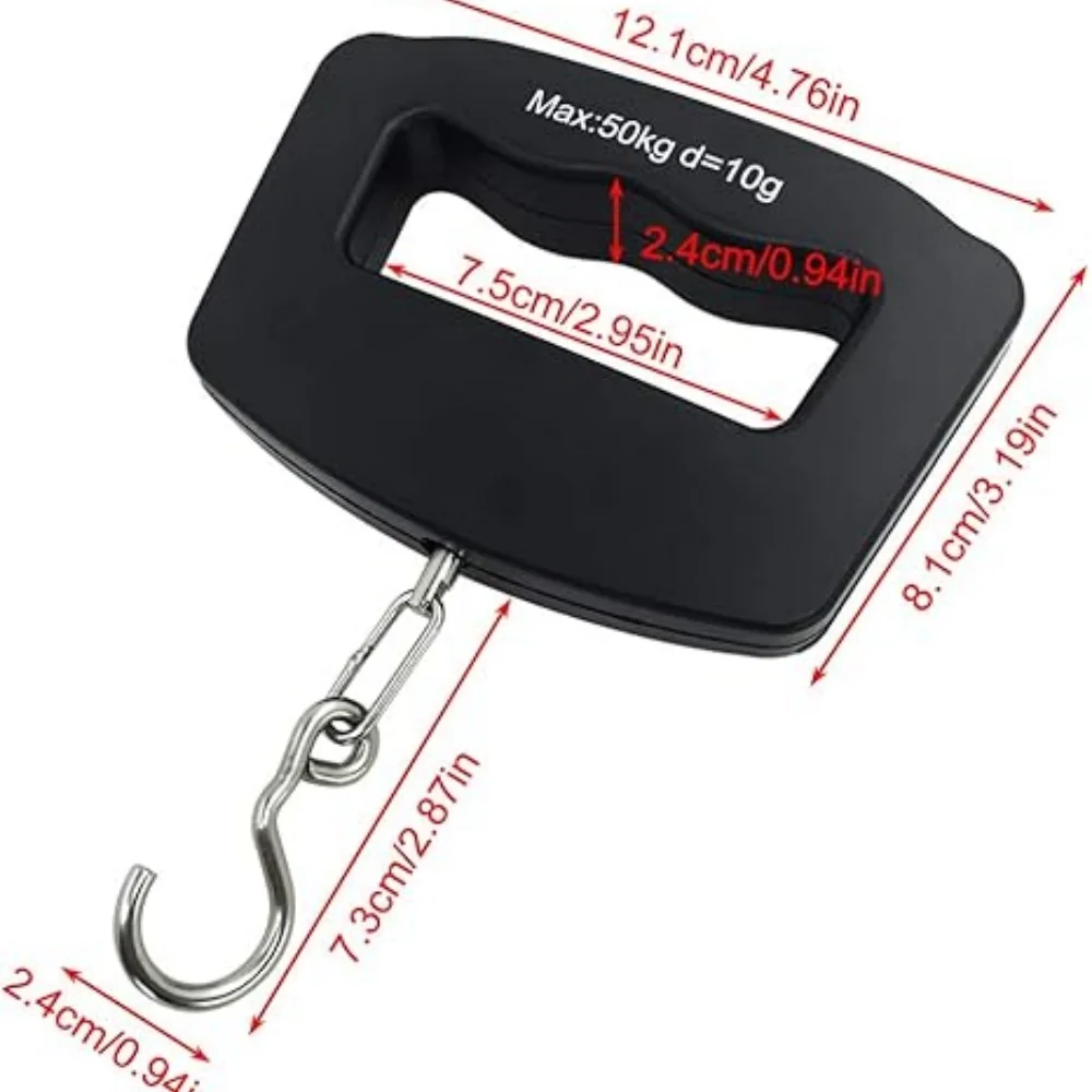 Báscula Digital Portátil de 50 kg y 10 g para Equipaje, Báscula de Viaje LCD, Báscula para Pescado, Báscula Electrónica Doméstica con Gancho para Colgar