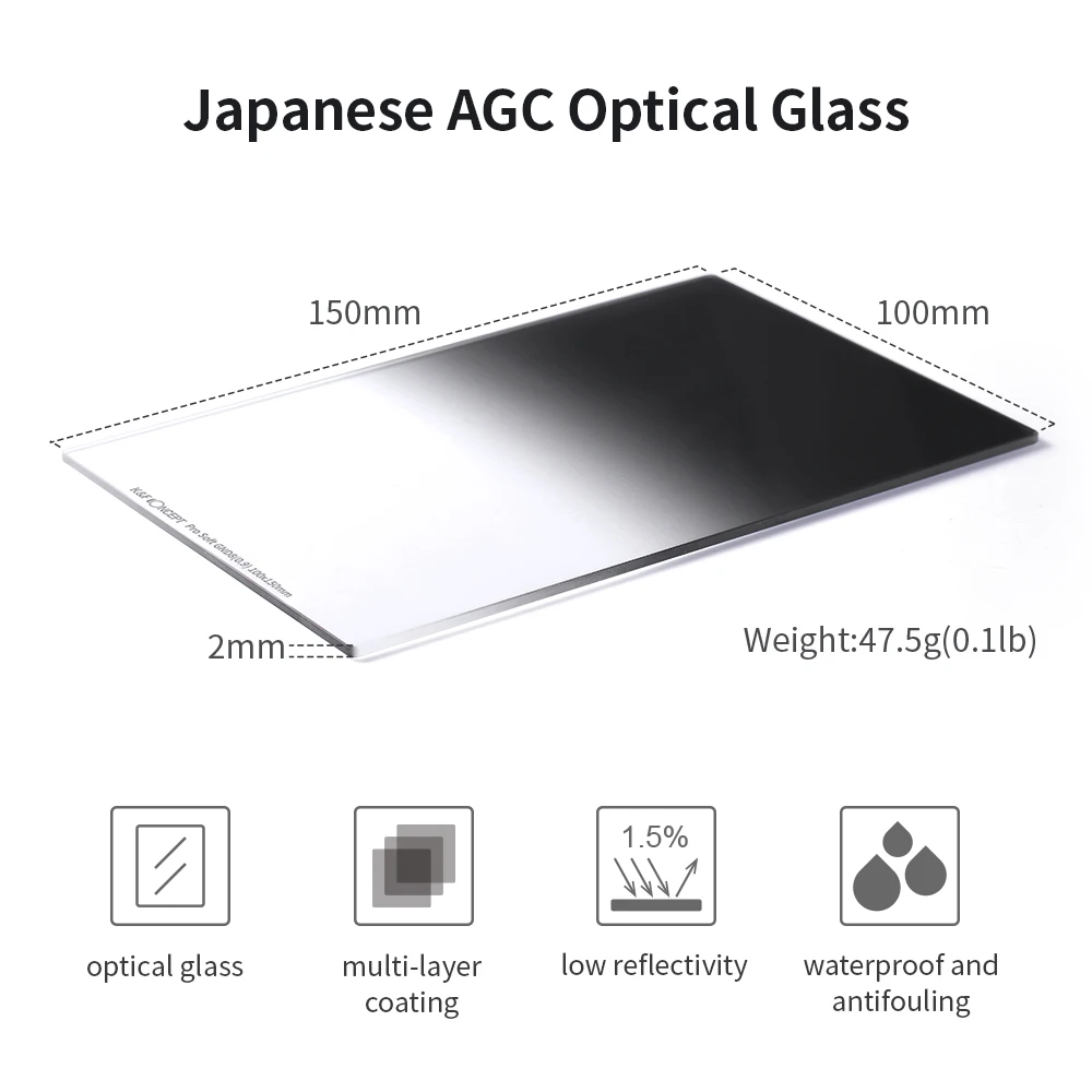 K & f concept-filtro quadrado gnd8, com suporte, graduado, densidade neutra, hd, vidro óptico, à prova d'água, kit de filtro de lente