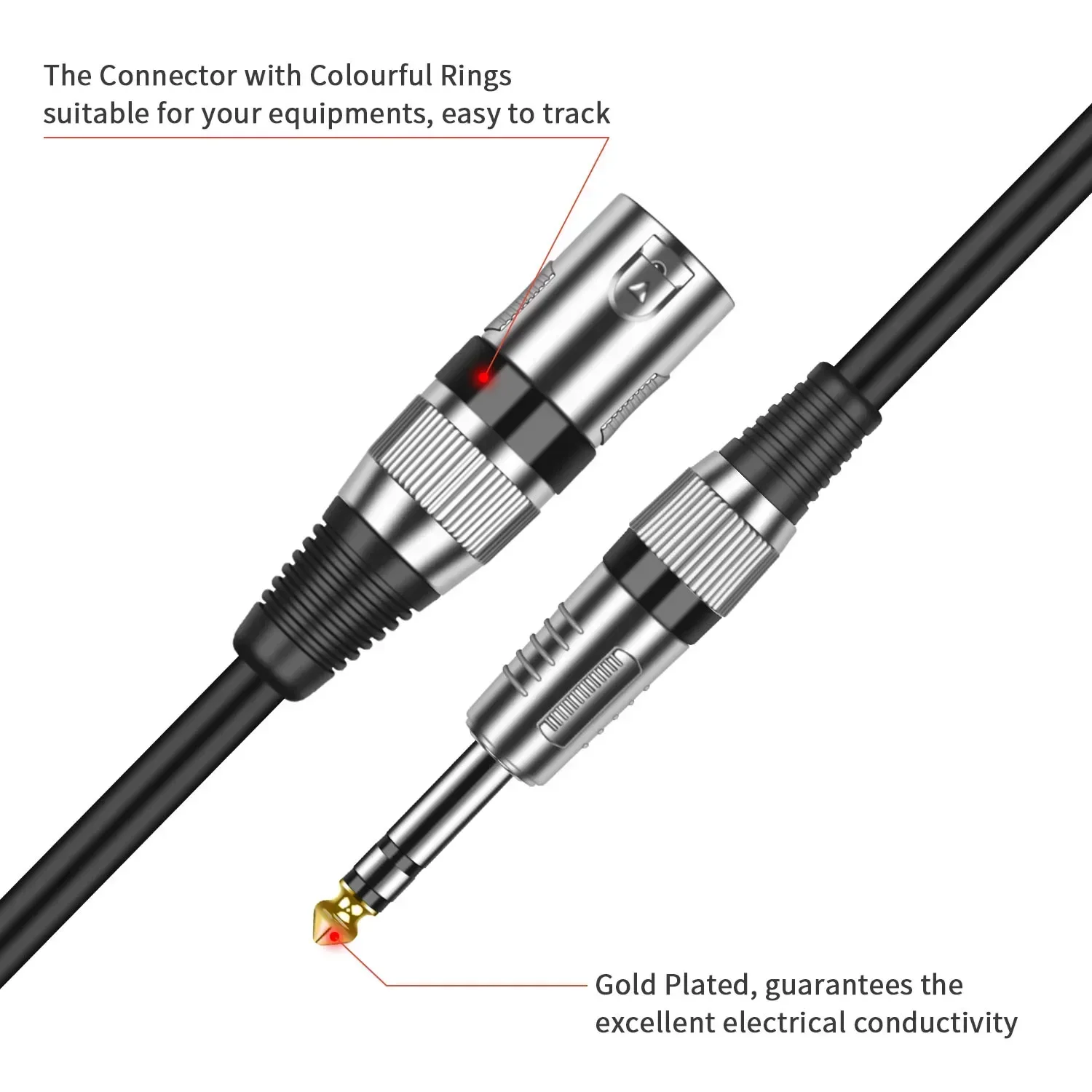 DREMAKE XLR Microphone Cable to Mic Jack 1/4 TRS Cable 6.35mm/6.5mm Male to XLR Male Audio Patch Cord For Mixer Stereo Amplifier