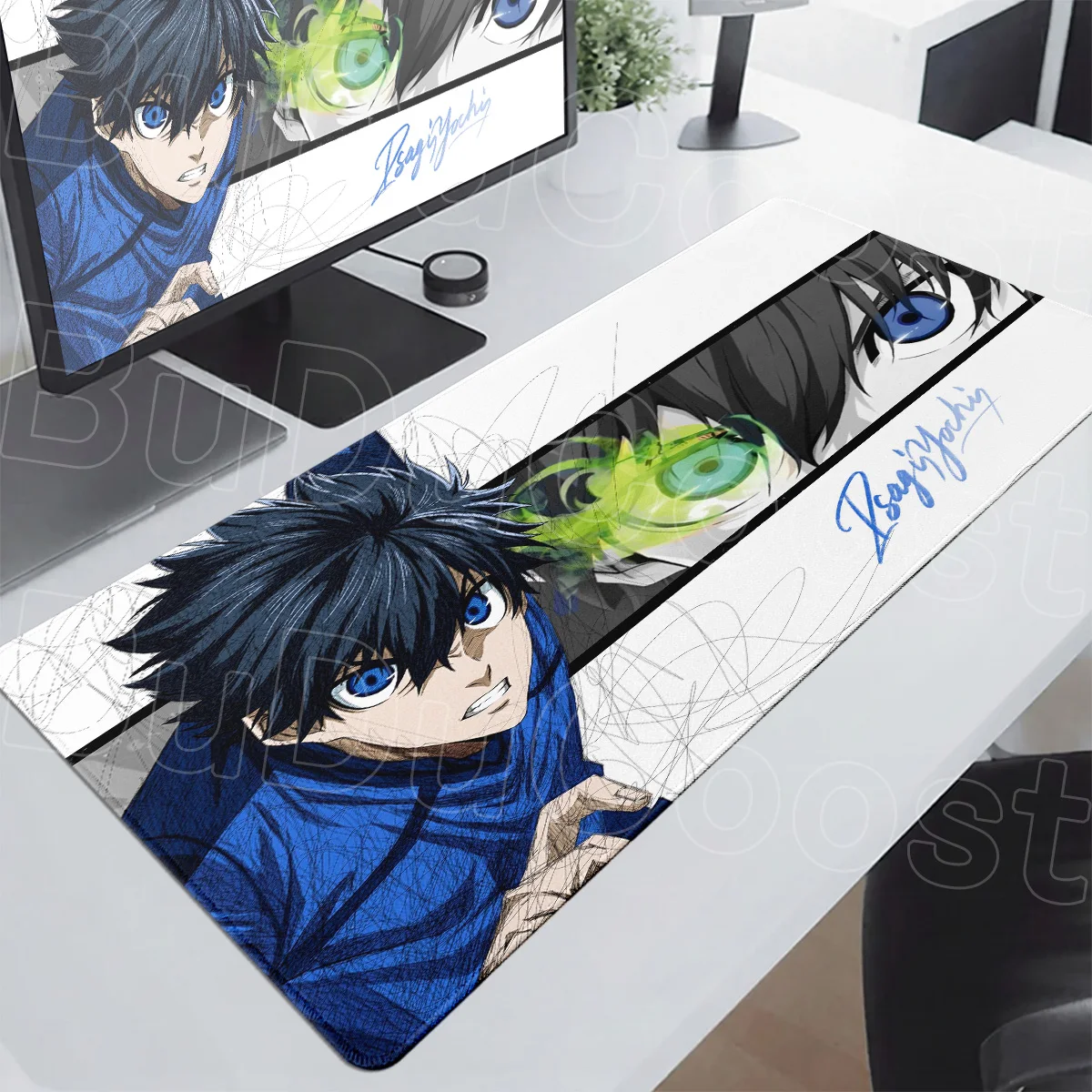 Anime Blue Lock Isagi Yoichi Rubber Mouse Pad Speed 30x80cm Gaming Office Keyboard Long Deskmat Home Bedroom Decoration Mausepad