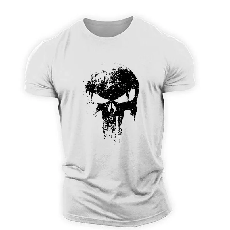 Camiseta Skull Men's T-shirt American Style Punk Men's Retro T-shirt Short Sleeve O-neck T-shirt 3D Prited T-shirt Mens Tees