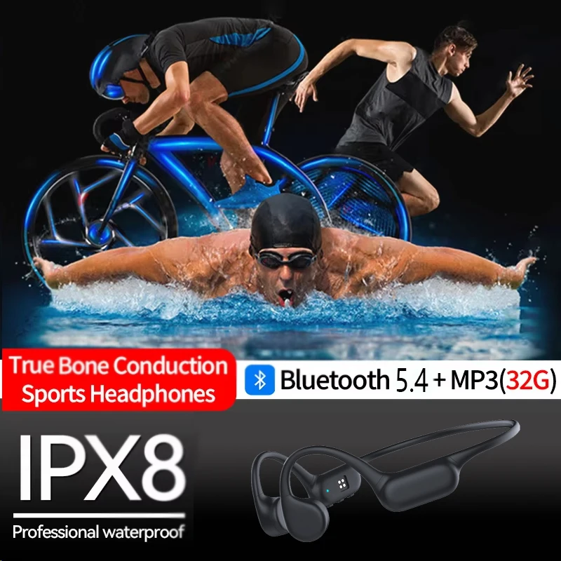 Bone Conduction Headphones IPX8 Waterproof Swimming Earbuds 32GB Memory MP3 Player Bluetooth 5.4 Sports earphones for xiaomi