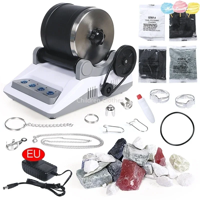 110/220V Rock Tumbler Kit DIY Electric Rock Tumbler Toy with Rough Gemstones Polishing Grits for Adult Kids    Polishing Machine