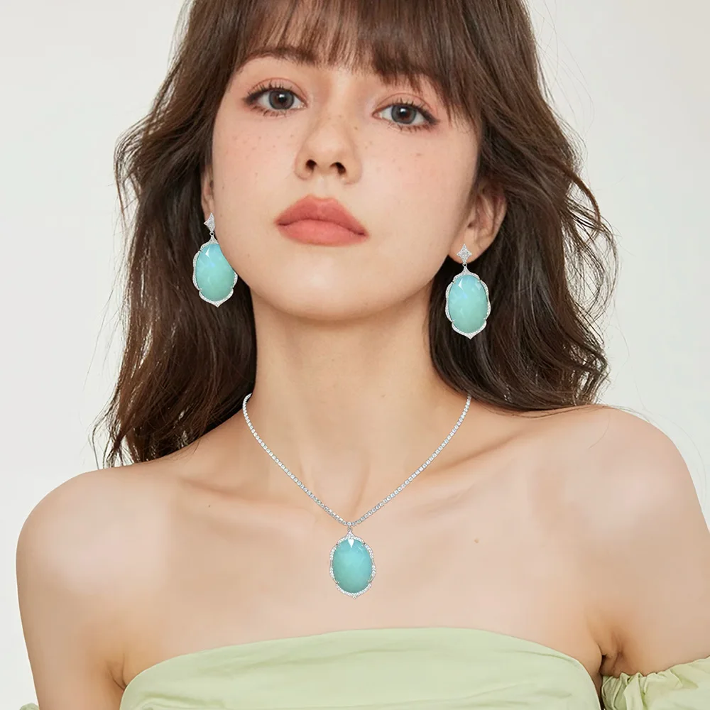 

Teardrop Vintage Chandelier Decor Crystal Glass Glamorous Dangle Drop Necklace Earrings For Women Trend Luxury Quality Jewelry