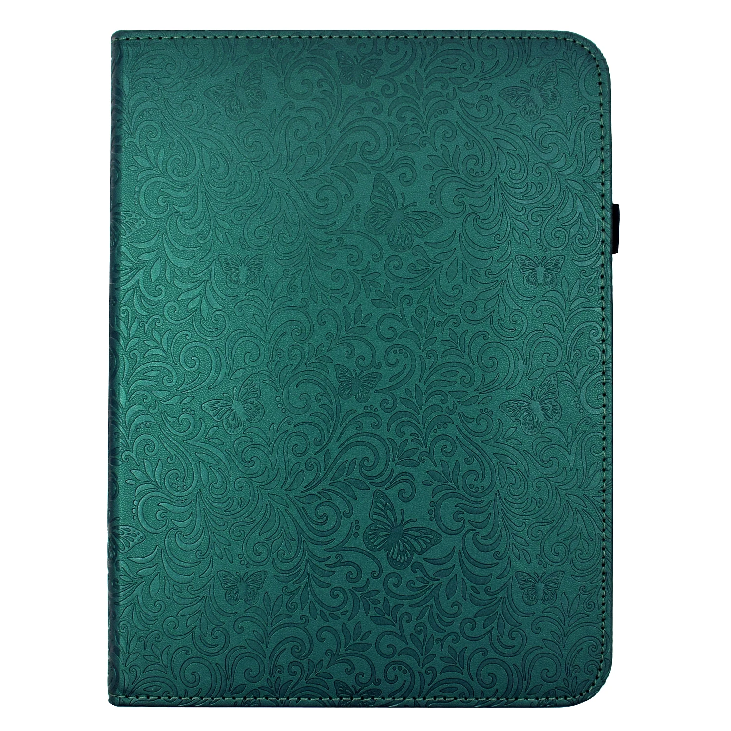 For iPad (2025) / iPad 10.9 (2022) Case Butterfly Flower Imrpint Leather Tablet Cover with Rotary Stand Card Holder - Green