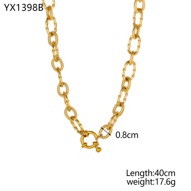 Wasserdichte vergoldete Modeschmuck-Armbänder mit Federverschluss, Büroklammerkette, Schlange, anlaufgeschützt, kubanische Halskette, DIY-Schmuck – Detail 4