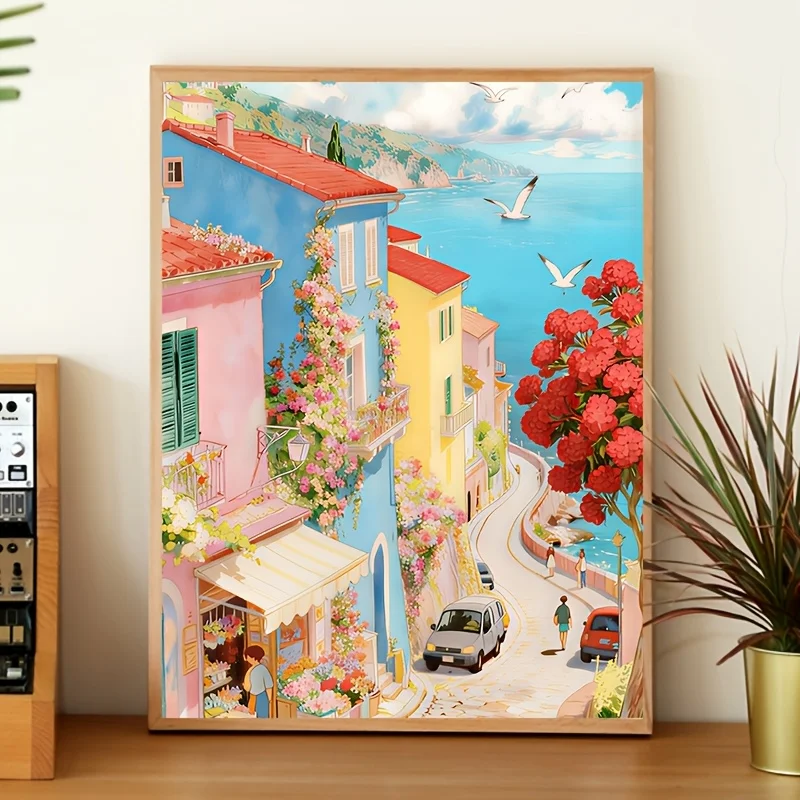 500/1000/1200/2000PCS Puzzle Beautiful Seaside Town Jigsaw Relax with Friends Home Decor Gift