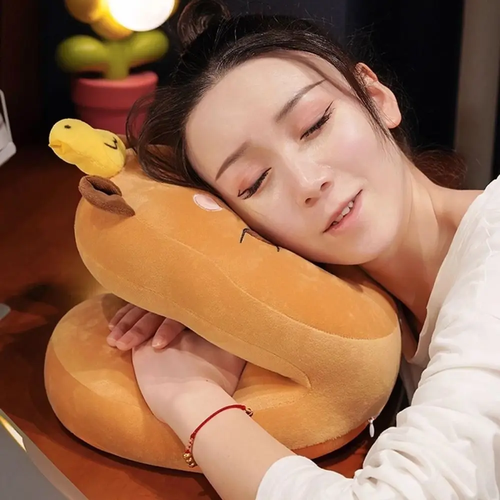 

Двусторонняя офисная подушка-капибара для сна, супермягкая, из ледяного шелка, с подогревом для рук, подушка-грелка для рук, для сохранения тепла, подушка-капибара для шеи, для офиса