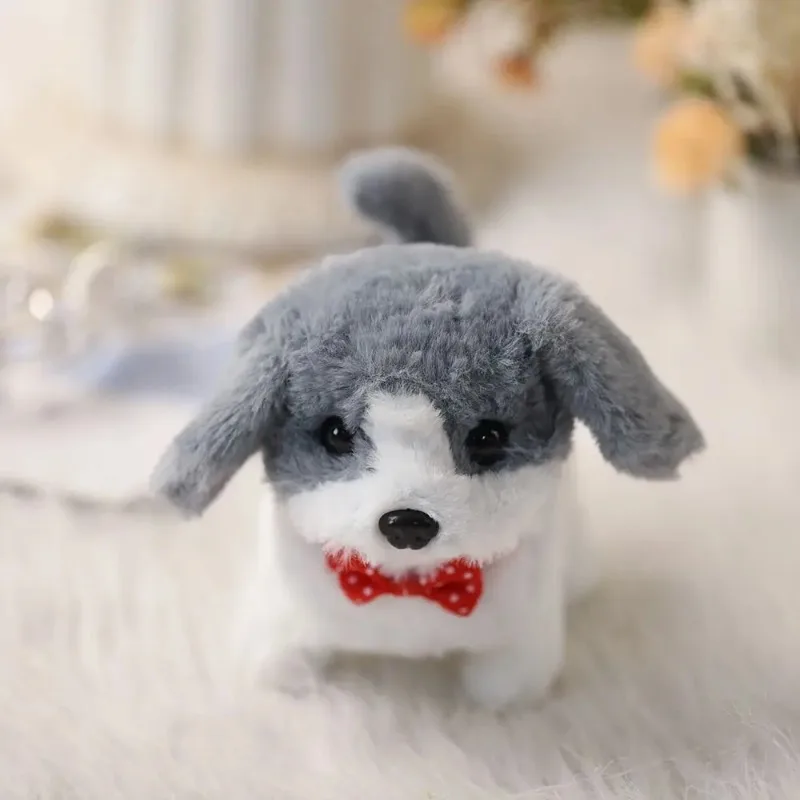 Nuovo simpatico cucciolo di peluche cucciolo interattivo che cammina simulato cucciolo che abbaia coda che scodinzola cucciolo di peluche per bambini (senza batteria)