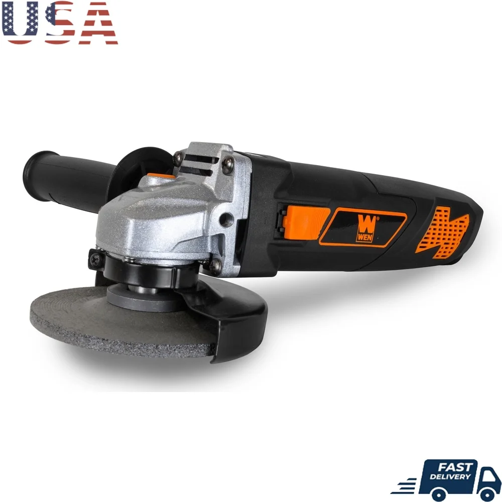 7-Amp Angle Grinder 4-1/2 Inch Lightweight Adjustable Design Rubber Grip 11000 RPM Reversible Handle Arbor Adapter Included