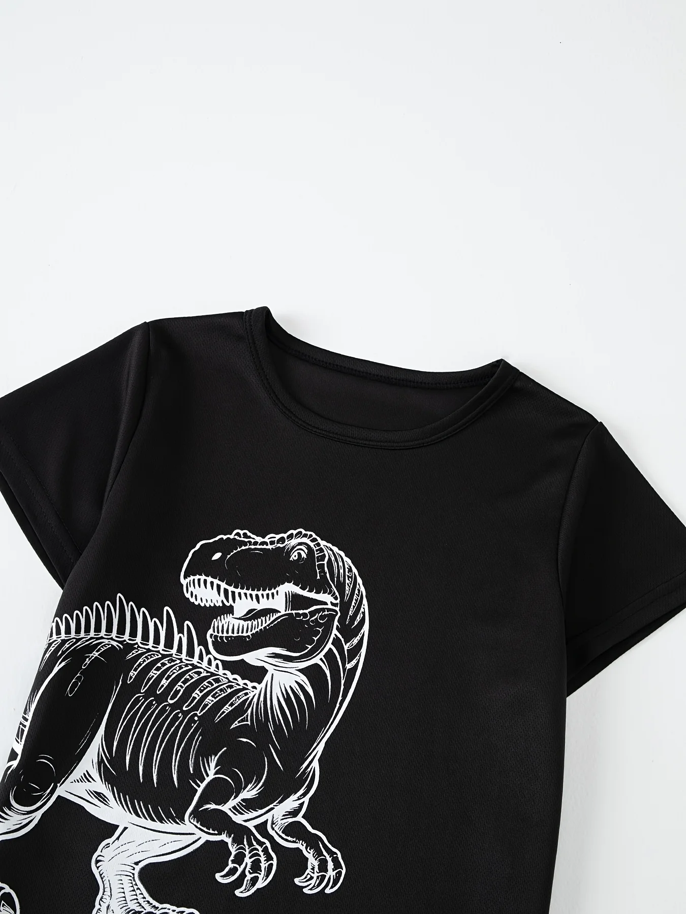 Kids Boys Solid Dinosaur Graphic Tee, Lightweight Loose Short‑Sleeve Shirts, Matching Brother Outfit 4‑13 Years Old