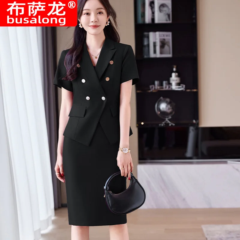 2025New High-End Elegant Professional Suit Formal Hotel Reception Workwear Short Sleeve Blazer for Women Summer