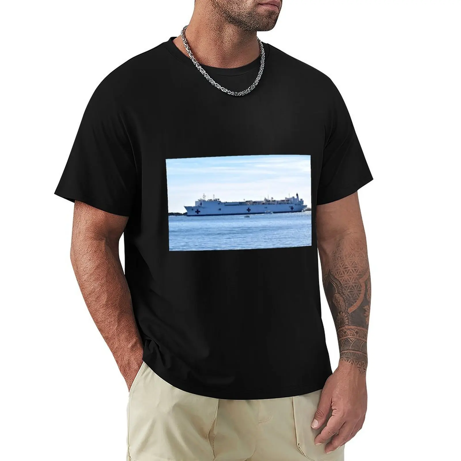 USNS Mercy Hospital Ship T-Shirt Large Size Casual Tee Shirt