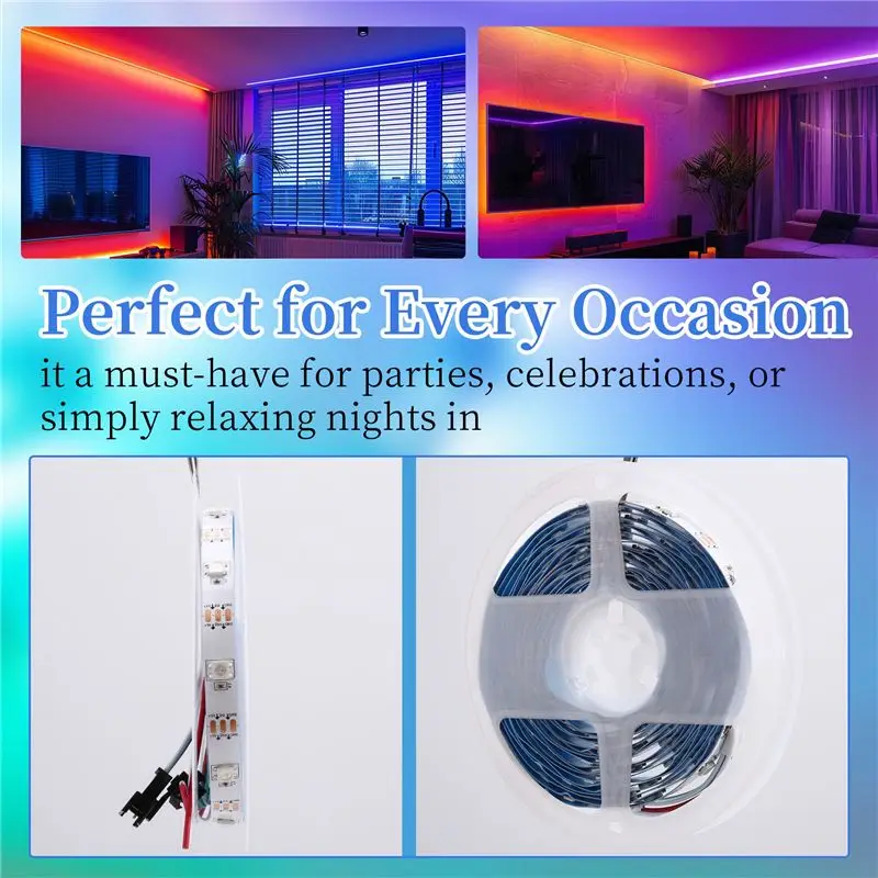 ضوء سحري LED مع ضوء LED ناعم بالألوان الكاملة، ضوء ديكور للجو 30 ضوءًا #6