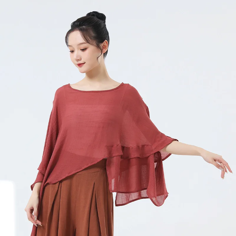 Yourqipao Letnie Chińskie Stroje do Tańca Nowoczesnego, Luźne Koszulki do Ćwiczeń Jazzu, Luźne Stroje Taneczne dla Kobiet