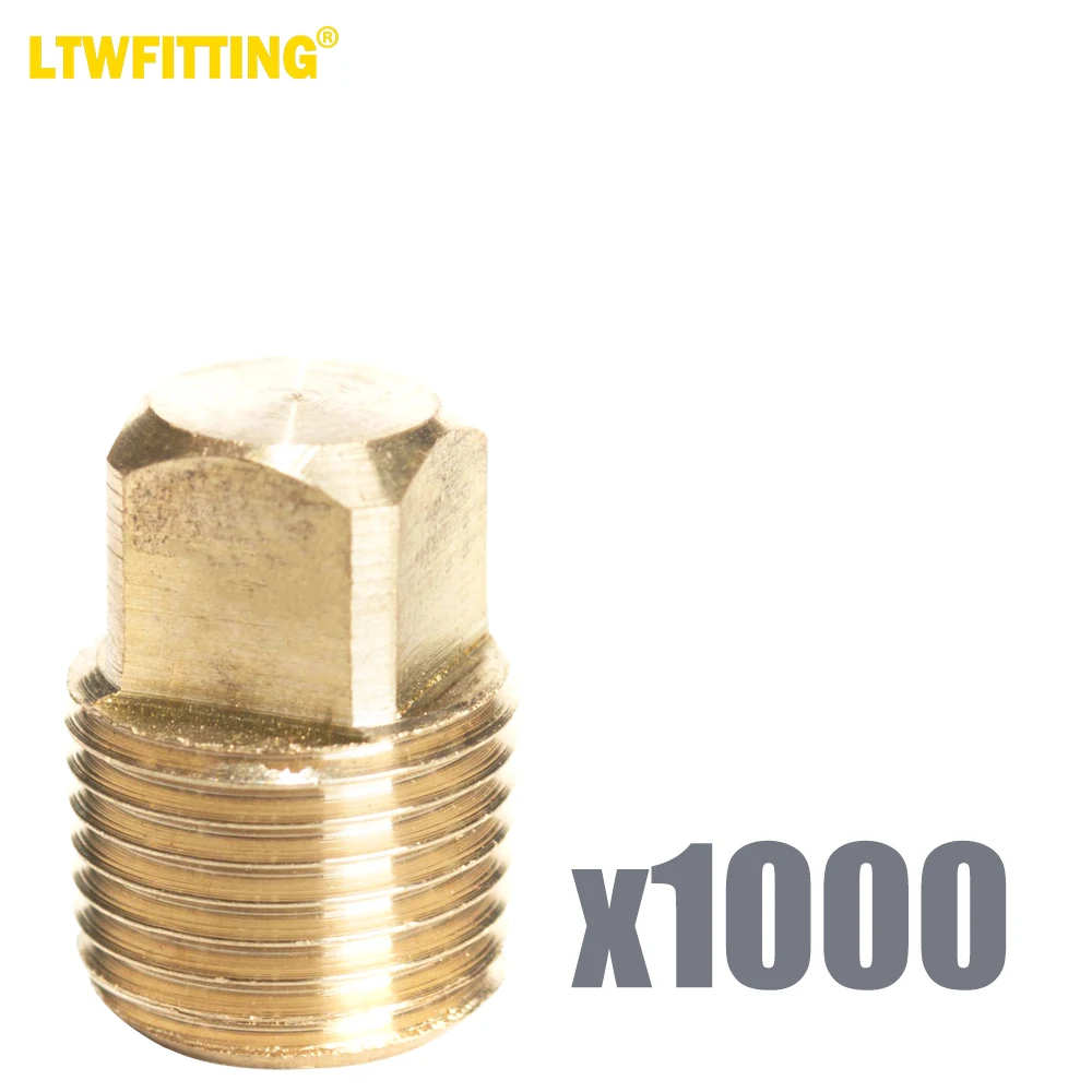 LTWFITTING Brass Pipe Solid Square Head Plug Fittings 1/8 Inch Male NPT Air Fuel Water Boat(Pack of 1000)