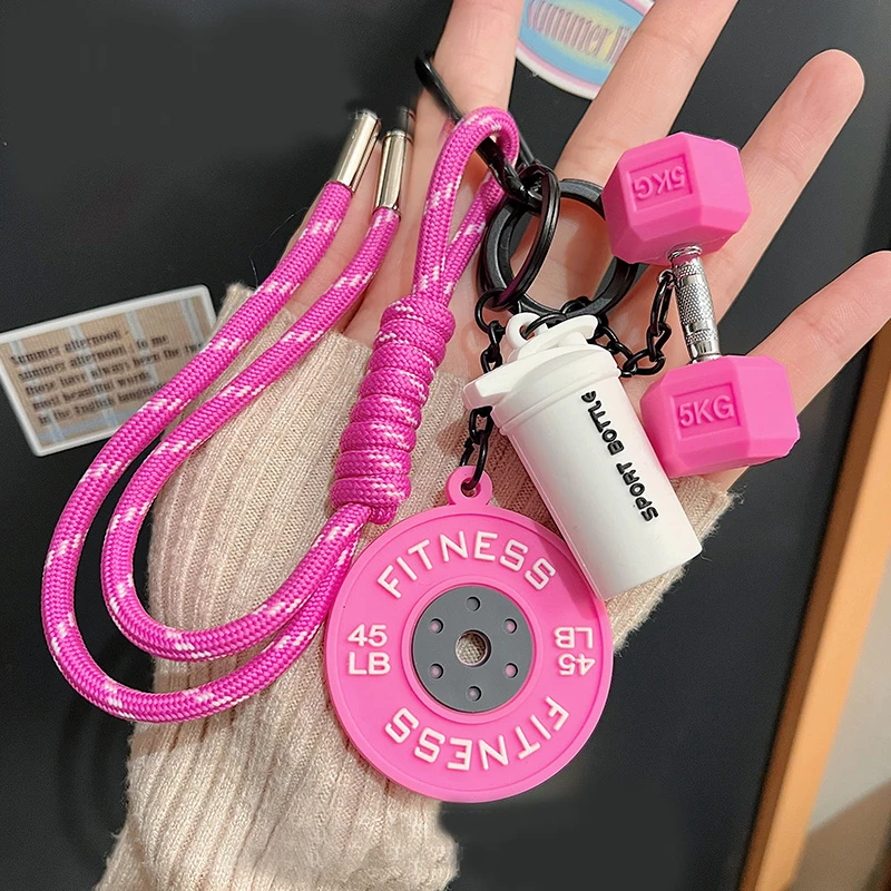 المنسوجة يدويا اللياقة البدنية المفاتيح دمبل صغير مكافحة خسر الصالة الرياضية عاشق مفتاح سلسلة DIY حلية النايلون حبل قلادة اللياقة البدنية المتحمسين