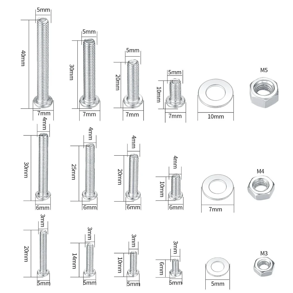 720pcs Carbon Steel Nut and Bolt Set Galvanized Cross Round Head Screws Set GB818 Disk Head Screws Nuts Combination Kit Box
