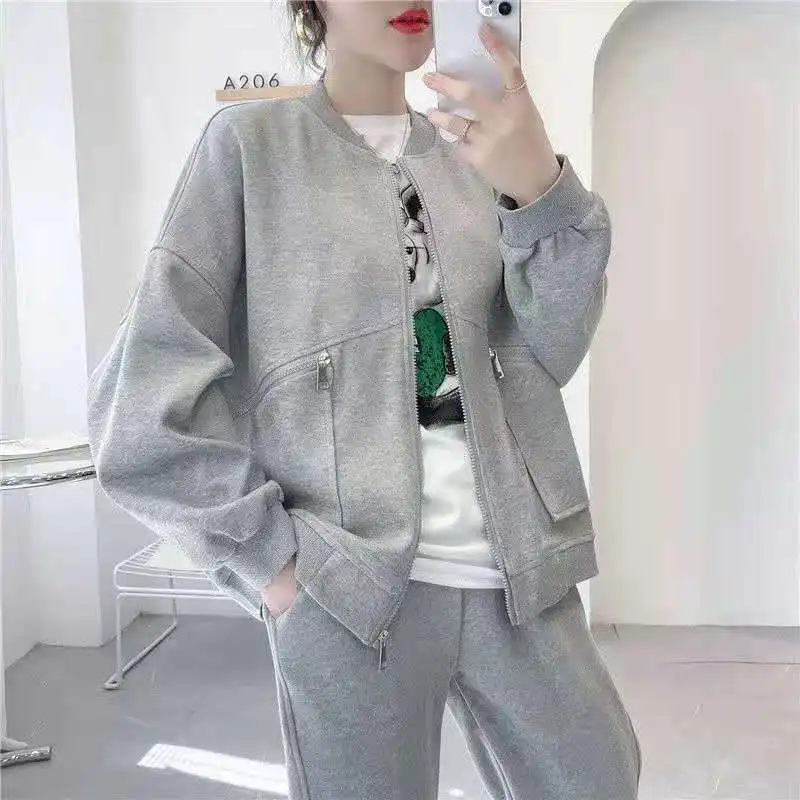 

2023 New Spring and Autumn Fashion Simple and Foreign Style Versatile Casual Loose Sport Solid Oversize Women's Baseball Coat