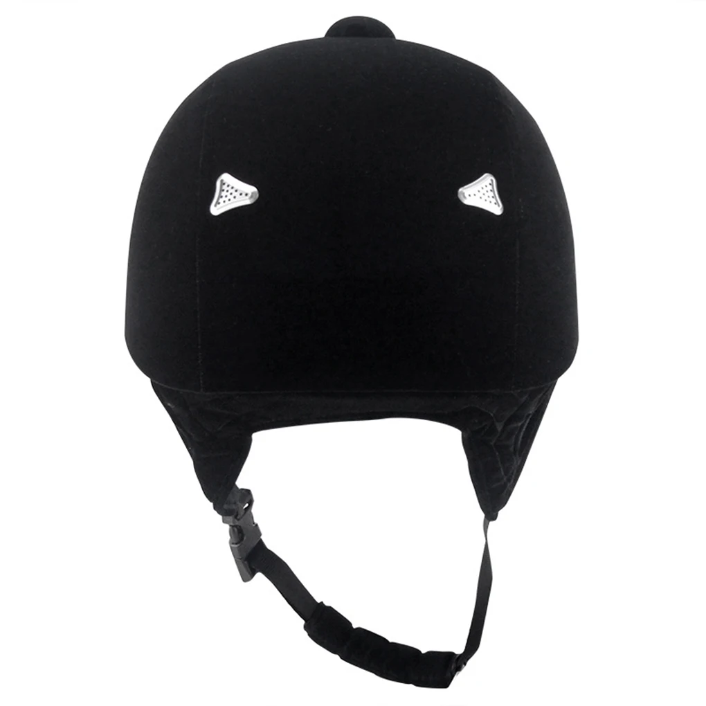 Casco ecuestre de terciopelo, resistente al impacto, ligero, inodoro, transpirable, para montar a caballo, negro, 52cm