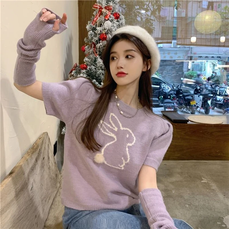 

Women's Knitted Sweater Spring Faion Korean Design Sensual Spicy Pure Desire Slimming ort Sve Overhead Street Sle So...