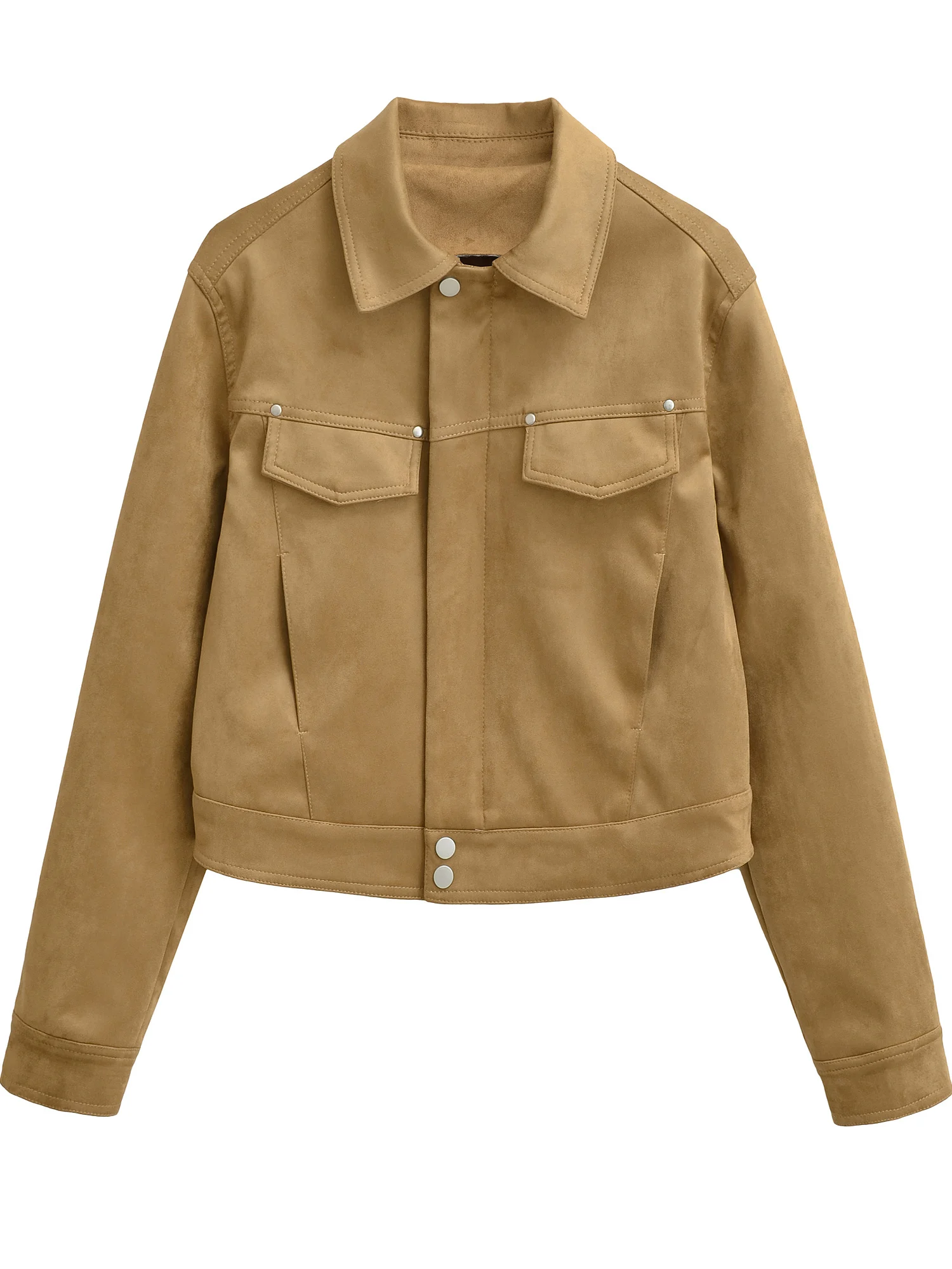 

American Sle Thiened ort Suede Jaet Women's Vintage Turn-down Collar Quilted PU Leather Top for Autumn And Winter