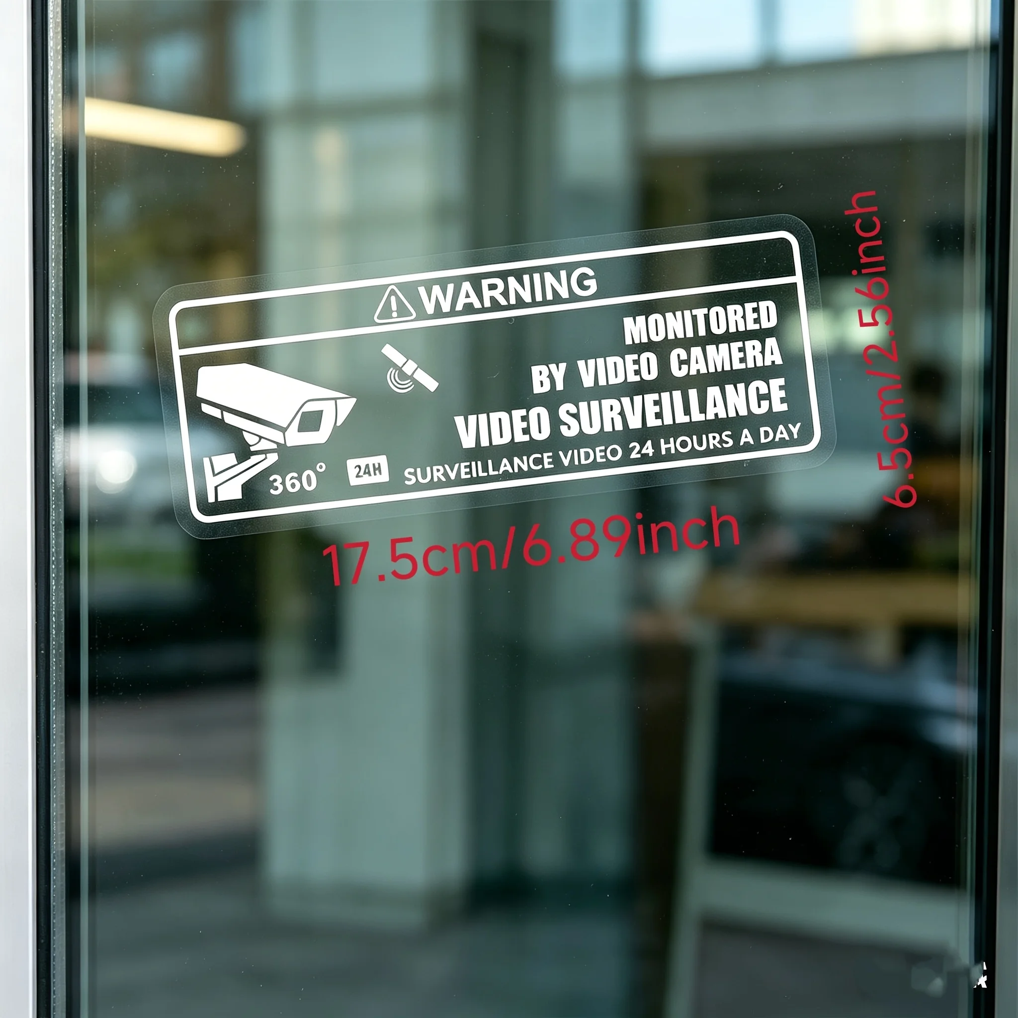 2Pcs/Set 24 Hour Security Monitoring Warning Transparent Vinyl Car Sticker Decal for Side Window Front Glass Decor