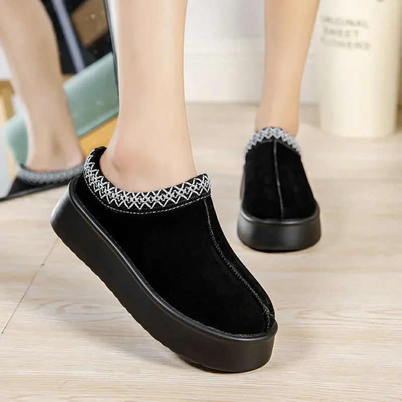 مصمم الدافئة أفخم حذاء من الجلد النساء عالية الجودة فو الجلد المدبوغ منصة أحذية للنساء ضوء الراحة النساء النعال حذاء مسطح #5