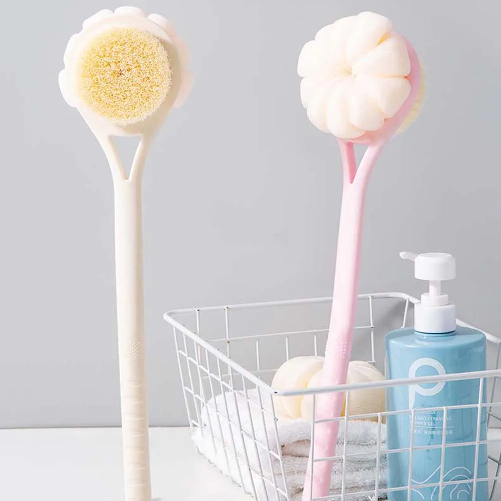 Doccia esfoliante manico lungo spazzola da bagno accessori per il bagno Scrubber per il corpo spazzola da bagno lunga rosa curva in Nylon rosa