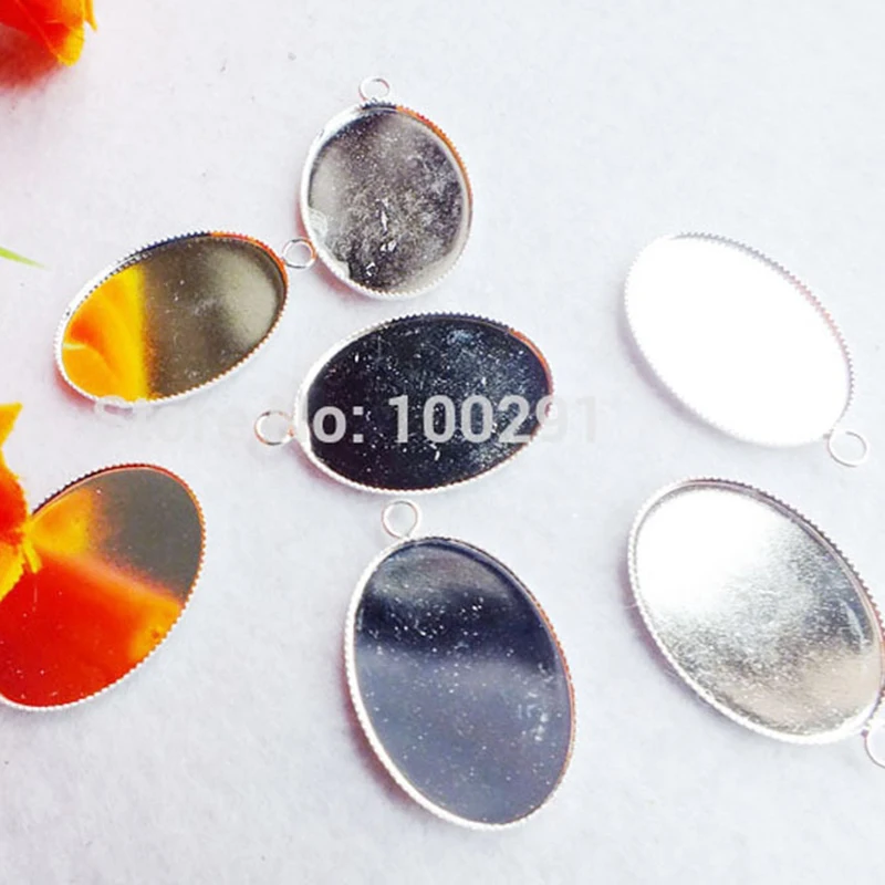 500PCS 13X18mm  Silver Plated  Cameo Cabochon Bezel Base Setting Pendants, Blank Pendant Trays,metal blanks