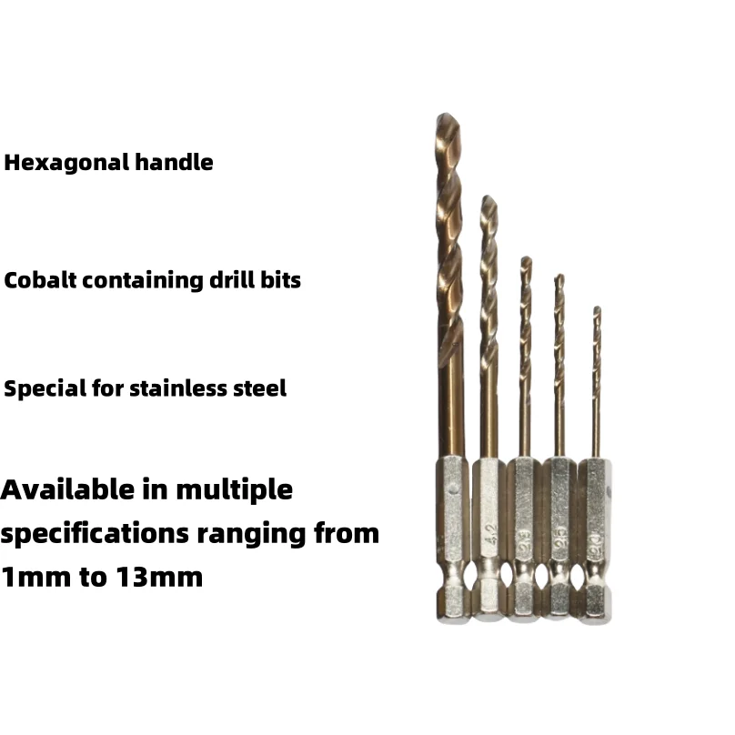 

Hexagonal handle cobalt containing drill bit, hand electric drill for drilling stainless steel Fried Dough Twists drill