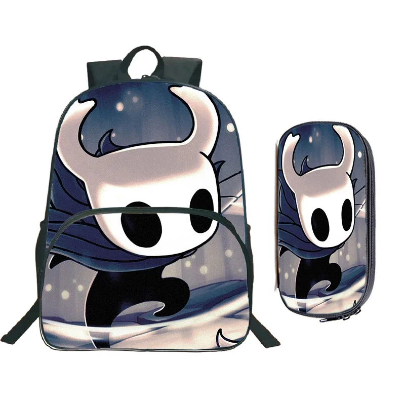 

Nylon Backpack with Hollow Knight Print Backpack 2 Pcs Set Hot Game Waterproof Kids School Bag for Boy Large Capacity Backpack