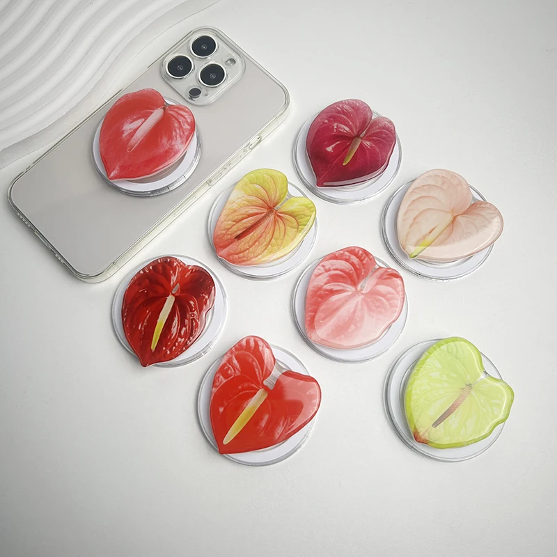 

Cute Anthurium Socket Grip Acrylic mobile phone stand for Magsafe IPhone Mac Samsung Safe Ring Finger Expanding Stand