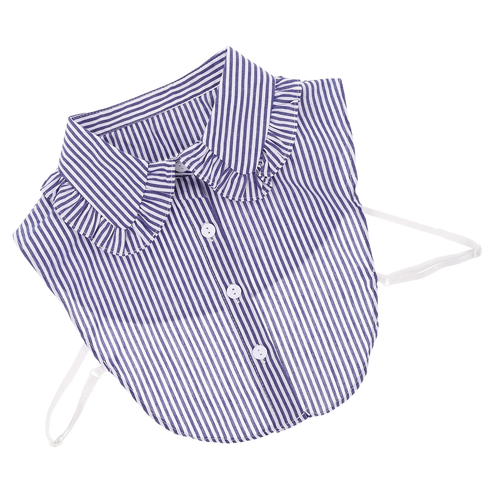 

Women's Blue Striped Detachable Faux Collar Ruffled Shirt Dickey Half Blouse Lightweight Layering Piece for Polished Everyday