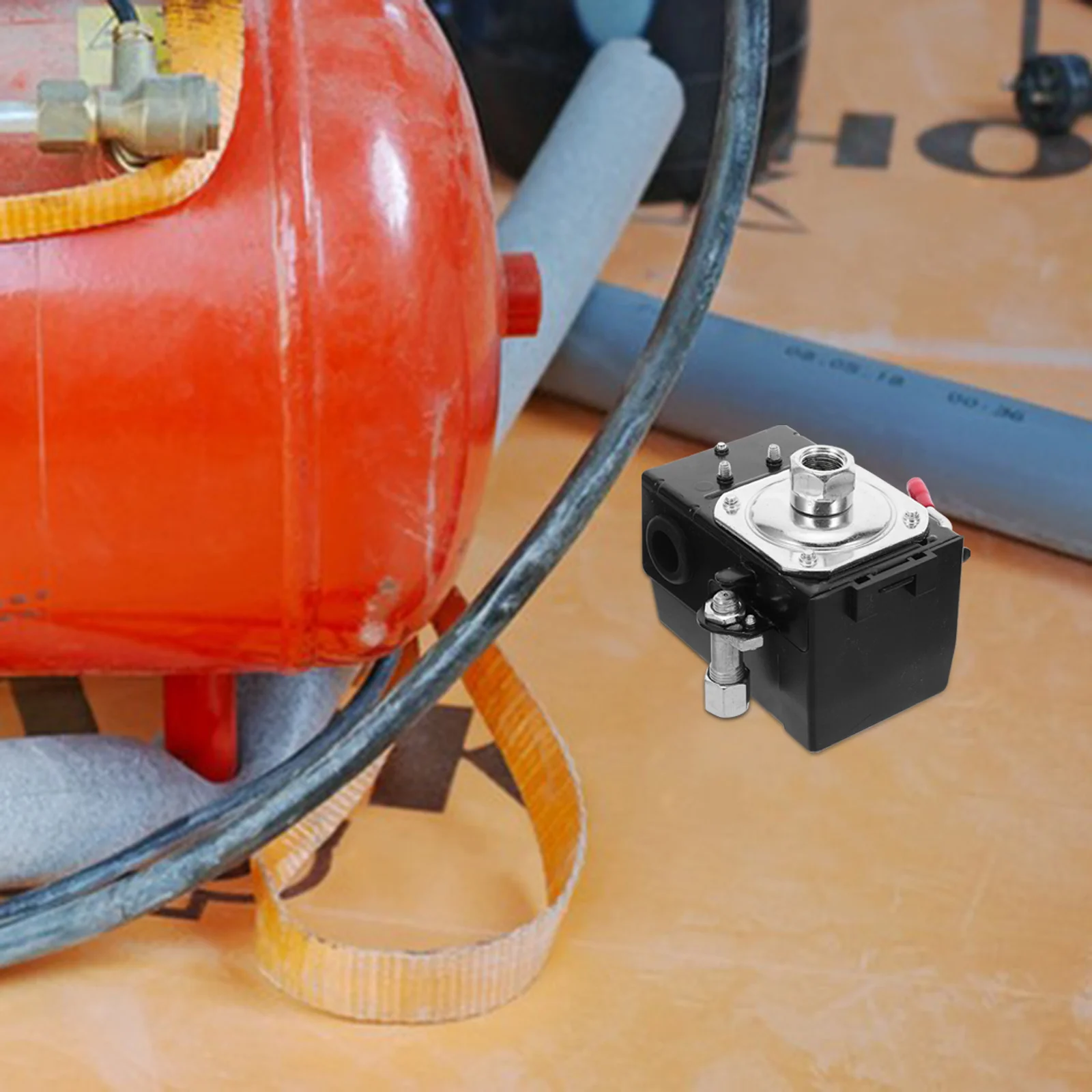 Interruptor de presión del compresor de aire ajustable 90-120 Psi ahorro de espacio mango Horizontal Control de presión del compresor de aire duradero