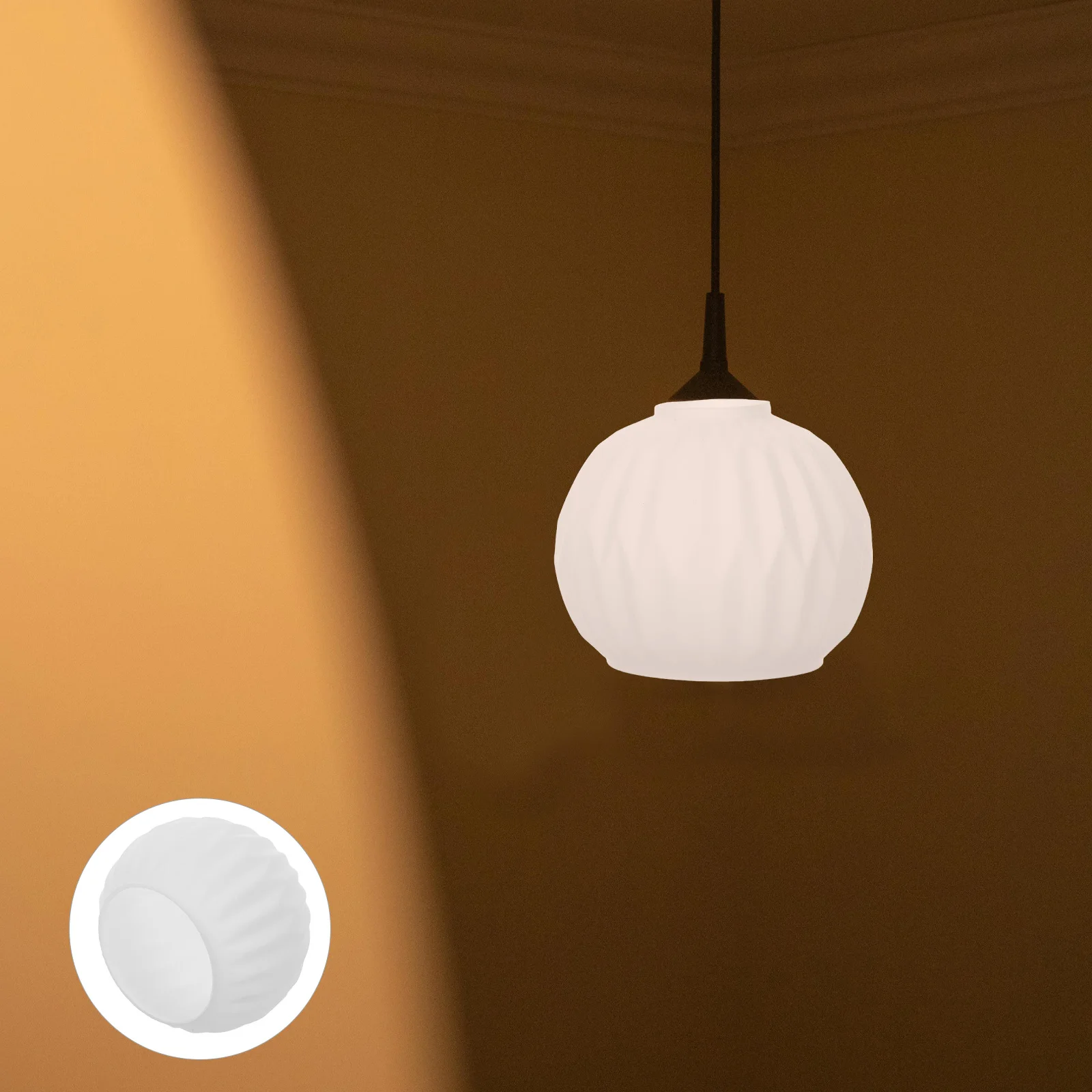 

Glass Lampshade E27 Interface White Striped Lighting Replacement Globes Pendant Shades for Living Room Bedroom Decor Durable