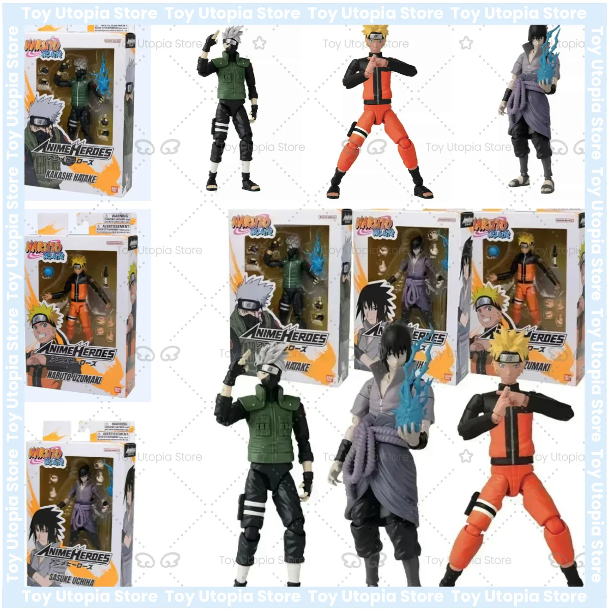 Figura Original de Anime NARUTO de Bandai, Uzumaki Naruto, Uchiha Sasuke, Hatake Kakashi, Figura de Anime, Modelo de Juguete