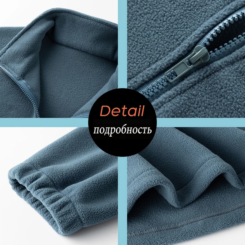 2025 نمط جديد الوقوف طوق سترة نصف سستة البلوز كم طويل القطبية الصوف الرجال الخريف والشتاء قاعدة سميكة الدافئة