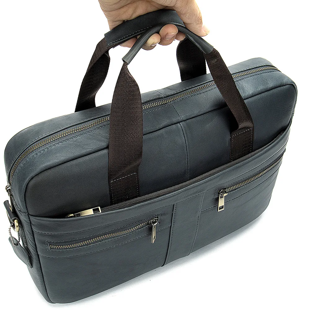 Maleta de negócios para homens, bolsas de couro, bolsa para laptop, couro masculino, sacos de ombro de viagem, grande capacidade, 15, 6 Polegada, marca, 2024