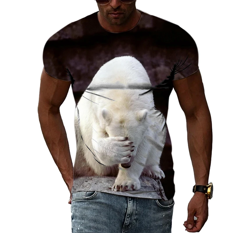 Funny Animal Bear 3D Printed Men T-shirt Summer Fashion Personality Casual O-neck Streetwear Hip Hop harajuku graphic t shirts