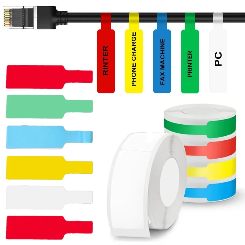 Waterproof Scratch-Resistant Cable Thermal Label Stickers For Internet Line Data Cord Headphone Wire Self-Adhesive Marker Paper