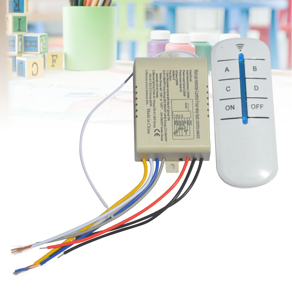 

220V 4 Channel Wireless Remote Control Switch for Lamp LED Droplight Fluorescent Lamp Energy Saving Wireless Light