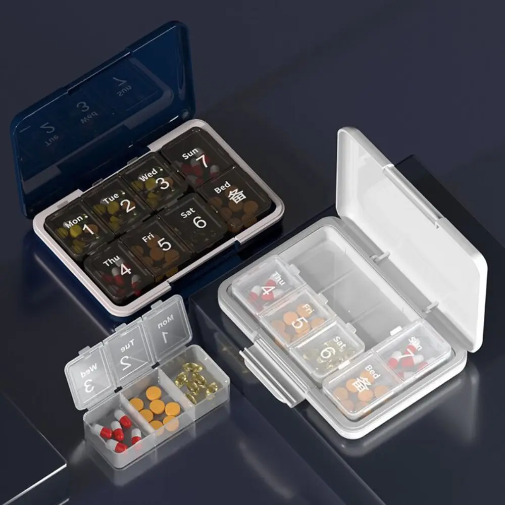 Dispenser 7 Day Pill Case Pill Organizer 8 Grids Medicine Box Storage Case Portable Vitamin Holder Carry-on Medicine